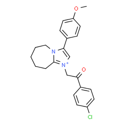 ChemSpider 2D Image | 1-[2-(4-Chlorophenyl)-2-oxoethyl]-3-(4-methoxyphenyl)-6,7,8,9-tetrahydro-5H-imidazo[1,2-a]azepin-1-ium | C23H24ClN2O2