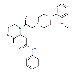 ChemSpider 2D Image | 2-(1-{[4-(2-Methoxyphenyl)-1-piperazinyl]acetyl}-3-oxo-2-piperazinyl)-N-phenylacetamide | C25H31N5O4