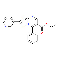 ChemSpider 2D Image | Ethyl 7-phenyl-2-(3-pyridinyl)[1,2,4]triazolo[1,5-a]pyrimidine-6-carboxylate | C19H15N5O2