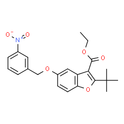 ChemSpider 2D Image | ethyl 2-tert-butyl-5-[(3-nitrobenzyl)oxy]-1-benzofuran-3-carboxylate | C22H23NO6