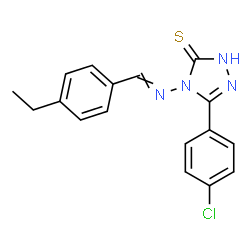 ChemSpider 2D Image | 4H-1,2,4-triazole-3-thiol, 5-(4-chlorophenyl)-4-[[(4-ethylphenyl)methylene]amino]- | C17H15ClN4S