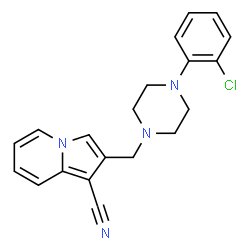 ChemSpider 2D Image | 2-{[4-(2-Chlorophenyl)-1-piperazinyl]methyl}-1-indolizinecarbonitrile | C20H19ClN4