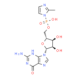 ChemSpider 2D Image | 5'-O-[Hydroxy(2-methyl-1H-imidazol-1-yl)phosphoryl]guanosine | C14H18N7O7P