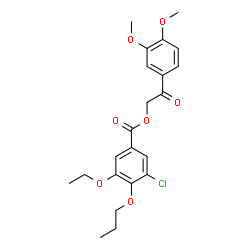 ChemSpider 2D Image | 2-(3,4-Dimethoxyphenyl)-2-oxoethyl 3-chloro-5-ethoxy-4-propoxybenzoate | C22H25ClO7