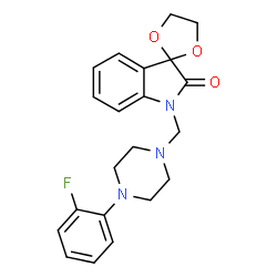 ChemSpider 2D Image | 1'-{[4-(2-Fluorophenyl)-1-piperazinyl]methyl}spiro[1,3-dioxolane-2,3'-indol]-2'(1'H)-one | C21H22FN3O3