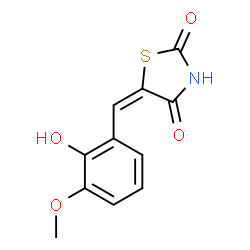 ChemSpider 2D Image | (5E)-5-(2-Hydroxy-3-methoxybenzylidene)-1,3-thiazolidine-2,4-dione | C11H9NO4S