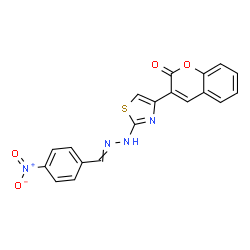 ChemSpider 2D Image | 3-{2-[N'-(4-Nitro-benzylidene)-hydrazino]-thiazol-4-yl}-chromen-2-one | C19H12N4O4S