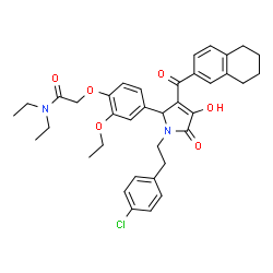 ChemSpider 2D Image | 2-(4-{1-[2-(4-Chlorophenyl)ethyl]-4-hydroxy-5-oxo-3-(5,6,7,8-tetrahydro-2-naphthalenylcarbonyl)-2,5-dihydro-1H-pyrrol-2-yl}-2-ethoxyphenoxy)-N,N-diethylacetamide | C37H41ClN2O6