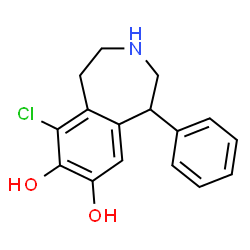 ChemSpider 2D Image | 6-Chloro-1-phenyl-2,3,4,5-tetrahydro-1H-3-benzazepine-7,8-diol | C16H16ClNO2