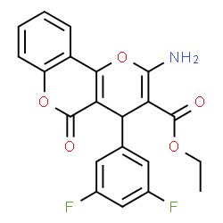 ChemSpider 2D Image | Ethyl 2-amino-4-(3,5-difluorophenyl)-5-oxo-4H,5H-pyrano[3,2-c]chromene-3-carboxylate | C21H15F2NO5