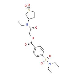ChemSpider 2D Image | 2-[(1,1-Dioxidotetrahydro-3-thiophenyl)(ethyl)amino]-2-oxoethyl 4-(diethylsulfamoyl)benzoate | C19H28N2O7S2