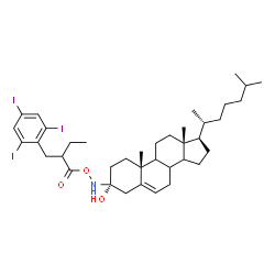 ChemSpider 2D Image | 1-({[(3alpha,8xi,9xi,14xi)-3-Hydroxycholest-5-en-3-yl]amino}oxy)-2-(2,4,6-triiodobenzyl)-1-butanone | C38H56I3NO3