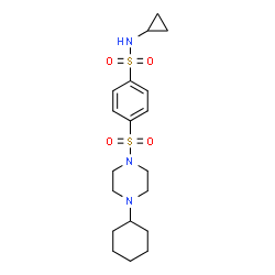 ChemSpider 2D Image | 4-(4-Cyclohexyl-piperazine-1-sulfonyl)-N-cyclopropyl-benzenesulfonamide | C19H29N3O4S2