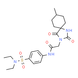 ChemSpider 2D Image | N-[4-(Diethylsulfamoyl)phenyl]-2-(8-methyl-2,4-dioxo-1,3-diazaspiro[4.5]dec-3-yl)acetamide | C21H30N4O5S