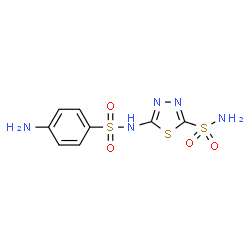 ChemSpider 2D Image | 5-{[(4-Aminophenyl)sulfonyl]amino}-1,3,4-thiadiazole-2-sulfonamide | C8H9N5O4S3