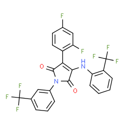 ChemSpider 2D Image | 3-(2,4-Difluorophenyl)-1-[3-(trifluoromethyl)phenyl]-4-{[2-(trifluoromethyl)phenyl]amino}-1H-pyrrole-2,5-dione | C24H12F8N2O2