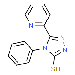 ChemSpider 2D Image | 4-Phenyl-5-(pyridin-2-yl)-4H-1,2,4-triazole-3-thiol | C13H10N4S