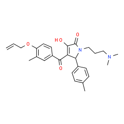 ChemSpider 2D Image | 4-[4-(Allyloxy)-3-methylbenzoyl]-1-[3-(dimethylamino)propyl]-3-hydroxy-5-(4-methylphenyl)-1,5-dihydro-2H-pyrrol-2-one | C27H32N2O4