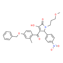 ChemSpider 2D Image | 4-[4-(Benzyloxy)-2-methylbenzoyl]-3-hydroxy-1-(3-methoxypropyl)-5-(4-nitrophenyl)-1,5-dihydro-2H-pyrrol-2-one | C29H28N2O7