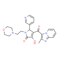 ChemSpider 2D Image | 3-Hydroxy-4-[(2-methylimidazo[1,2-a]pyridin-3-yl)carbonyl]-1-[2-(4-morpholinyl)ethyl]-5-(3-pyridinyl)-1,5-dihydro-2H-pyrrol-2-one | C24H25N5O4