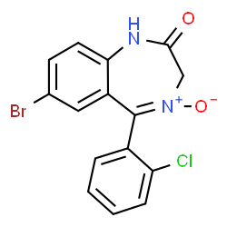 ChemSpider 2D Image | 7-Bromo-5-(2-chlorophenyl)-1,3-dihydro-2H-1,4-benzodiazepin-2-one 4-oxide | C15H10BrClN2O2