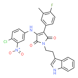 ChemSpider 2D Image | 3-[(4-Chloro-3-nitrophenyl)amino]-4-(4-fluoro-3-methylphenyl)-1-[2-(1H-indol-3-yl)ethyl]-1H-pyrrole-2,5-dione | C27H20ClFN4O4