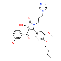 ChemSpider 2D Image | 5-(4-Butoxy-3-methoxyphenyl)-3-hydroxy-1-[3-(1H-imidazol-1-yl)propyl]-4-(3-methoxybenzoyl)-1,5-dihydro-2H-pyrrol-2-one | C29H33N3O6