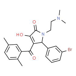 ChemSpider 2D Image | 5-(3-Bromophenyl)-1-[2-(dimethylamino)ethyl]-4-(2,5-dimethylbenzoyl)-3-hydroxy-1,5-dihydro-2H-pyrrol-2-one | C23H25BrN2O3