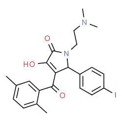 ChemSpider 2D Image | 1-[2-(Dimethylamino)ethyl]-4-(2,5-dimethylbenzoyl)-3-hydroxy-5-(4-iodophenyl)-1,5-dihydro-2H-pyrrol-2-one | C23H25IN2O3