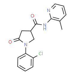 ChemSpider 2D Image | 3-pyrrolidinecarboxamide, 1-(2-chlorophenyl)-N-(3-methyl-2-pyridinyl)-5-oxo- | C17H16ClN3O2