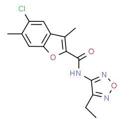 ChemSpider 2D Image | 5-Chloro-N-(4-ethyl-1,2,5-oxadiazol-3-yl)-3,6-dimethyl-1-benzofuran-2-carboxamide | C15H14ClN3O3