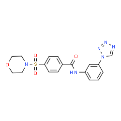 ChemSpider 2D Image | 4-(4-Morpholinylsulfonyl)-N-[3-(1H-tetrazol-1-yl)phenyl]benzamide | C18H18N6O4S