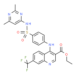 ChemSpider 2D Image | Ethyl 4-({4-[(2,6-dimethylpyrimidin-4-yl)sulfamoyl]phenyl}amino)-7-(trifluoromethyl)quinoline-3-carboxylate | C25H22F3N5O4S