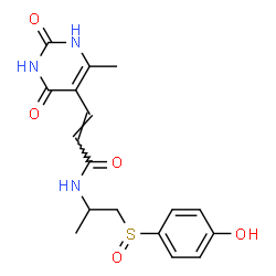 ChemSpider 2D Image | (2E)-N-{1-[(4-Hydroxyphenyl)sulfinyl]-2-propanyl}-3-(6-methyl-2,4-dioxo-1,2,3,4-tetrahydro-5-pyrimidinyl)acrylamide | C17H19N3O5S
