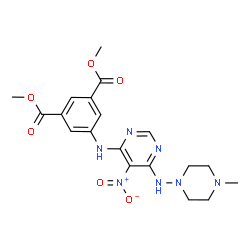 ChemSpider 2D Image | Dimethyl 5-({6-[(4-methyl-1-piperazinyl)amino]-5-nitro-4-pyrimidinyl}amino)isophthalate | C19H23N7O6
