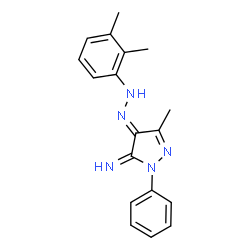 ChemSpider 2D Image | (4E)-4-[(2,3-Dimethylphenyl)hydrazono]-5-methyl-2-phenyl-2,4-dihydro-3H-pyrazol-3-imine | C18H19N5