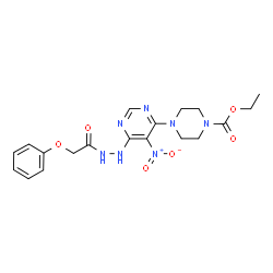ChemSpider 2D Image | Ethyl 4-{5-nitro-6-[2-(phenoxyacetyl)hydrazino]pyrimidin-4-yl}piperazine-1-carboxylate | C19H23N7O6