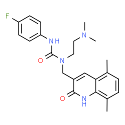 ChemSpider 2D Image | 1-[2-(Dimethylamino)ethyl]-1-[(5,8-dimethyl-2-oxo-1,2-dihydro-3-quinolinyl)methyl]-3-(4-fluorophenyl)urea | C23H27FN4O2