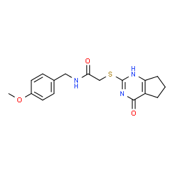 ChemSpider 2D Image | N-(4-Methoxybenzyl)-2-[(4-oxo-4,5,6,7-tetrahydro-1H-cyclopenta[d]pyrimidin-2-yl)sulfanyl]acetamide | C17H19N3O3S