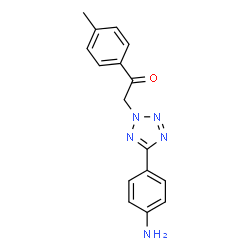 ChemSpider 2D Image | 2-[5-(4-Aminophenyl)-2H-tetrazol-2-yl]-1-(4-methylphenyl)ethanone | C16H15N5O
