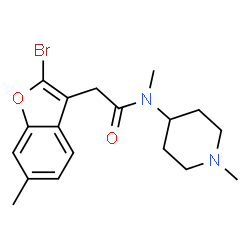 ChemSpider 2D Image | 2-(2-Bromo-6-methyl-1-benzofuran-3-yl)-N-methyl-N-(1-methyl-4-piperidinyl)acetamide | C18H23BrN2O2