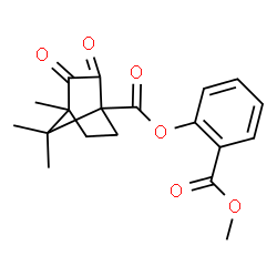 ChemSpider 2D Image | 2-(Methoxycarbonyl)phenyl 4,7,7-trimethyl-2,3-dioxobicyclo[2.2.1]heptane-1-carboxylate | C19H20O6
