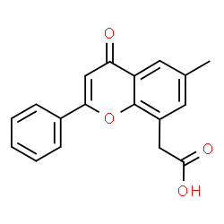 ChemSpider 2D Image | (6-Methyl-4-oxo-2-phenyl-4H-chromen-8-yl)acetic acid | C18H14O4