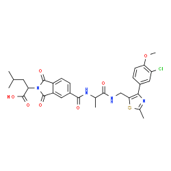 ChemSpider 2D Image | 2-(5-{[1-({[4-(3-Chloro-4-methoxyphenyl)-2-methyl-1,3-thiazol-5-yl]methyl}amino)-1-oxo-2-propanyl]carbamoyl}-1,3-dioxo-1,3-dihydro-2H-isoindol-2-yl)-4-methylpentanoic acid | C30H31ClN4O7S