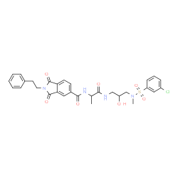 ChemSpider 2D Image | N-{1-[(3-{[(3-Chlorophenyl)sulfonyl](methyl)amino}-2-hydroxypropyl)amino]-1-oxo-2-propanyl}-1,3-dioxo-2-(2-phenylethyl)-5-isoindolinecarboxamide | C30H31ClN4O7S
