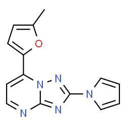 ChemSpider 2D Image | 7-(5-Methyl-2-furyl)-2-(1H-pyrrol-1-yl)[1,2,4]triazolo[1,5-a]pyrimidine | C14H11N5O