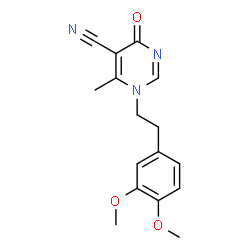 ChemSpider 2D Image | 1-[2-(3,4-Dimethoxyphenyl)ethyl]-6-methyl-4-oxo-1,4-dihydro-5-pyrimidinecarbonitrile | C16H17N3O3