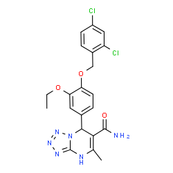 ChemSpider 2D Image | 7-{4-[(2,4-Dichlorobenzyl)oxy]-3-ethoxyphenyl}-5-methyl-1,7-dihydrotetrazolo[1,5-a]pyrimidine-6-carboxamide | C21H20Cl2N6O3