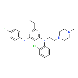 ChemSpider 2D Image | N-(2-Chlorophenyl)-N'-(4-chlorophenyl)-2-ethyl-N-[2-(4-methyl-1-piperazinyl)ethyl]-4,6-pyrimidinediamine | C25H30Cl2N6