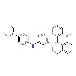 ChemSpider 2D Image | N~4~,N~4~-Diethyl-N~1~-{6-[1-(2-methoxyphenyl)-3,4-dihydro-2(1H)-isoquinolinyl]-2-(2-methyl-2-propanyl)-4-pyrimidinyl}-2-methyl-1,4-benzenediamine | C35H43N5O